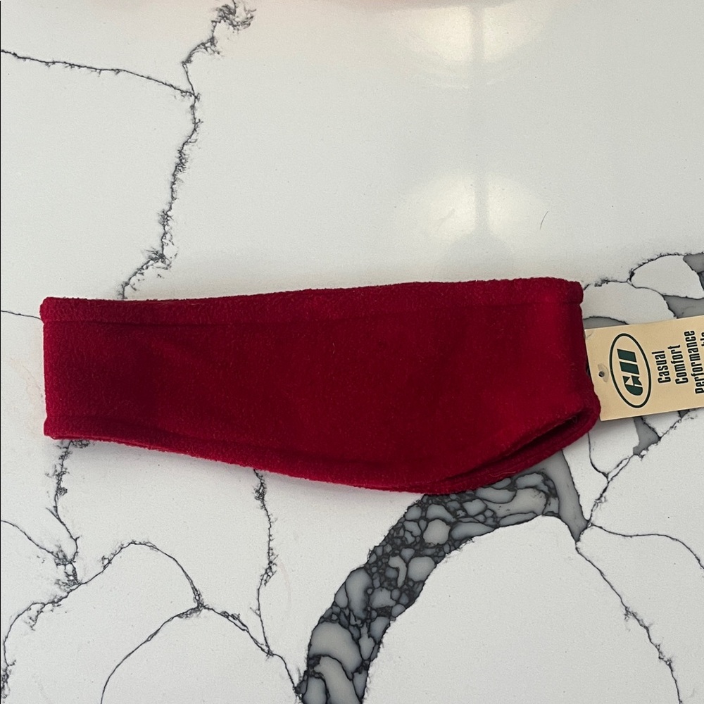 Red Fleece Ear Warmer Headband, One Size